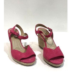 Prada Pink Suede Espadrille Wedge Sandals Women's 40 COA (9.5)